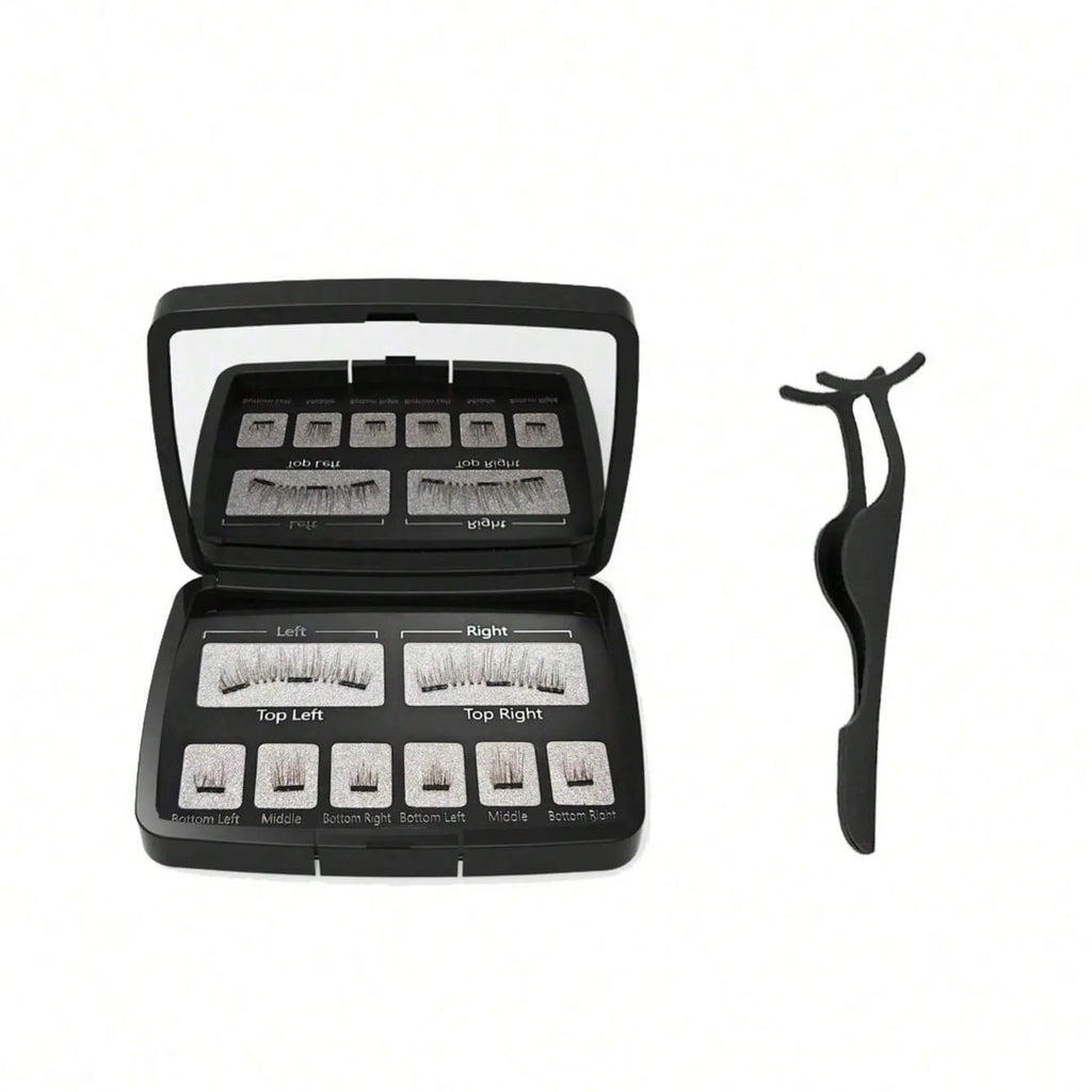 Magnetic Eyelashes Natural Look (No Eyeliner Needed) 3 Magnets Magnets Clusters Double Strips Clip On Easy Reusable (Very Natura