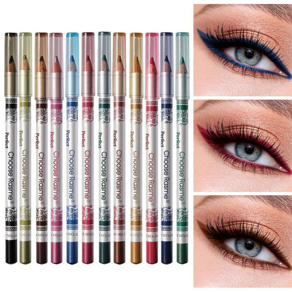 12 Color Eyeliner, Durable Smoked Punk Style Eyeliner, Waterproof, High Pigment, Pearl Luster Eye Shadow Stick