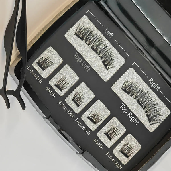 Magnetic Eyelashes Natural Look (No Eyeliner Needed) 3 Magnets Magnets Clusters Double Strips Clip On Easy Reusable (Very Natura