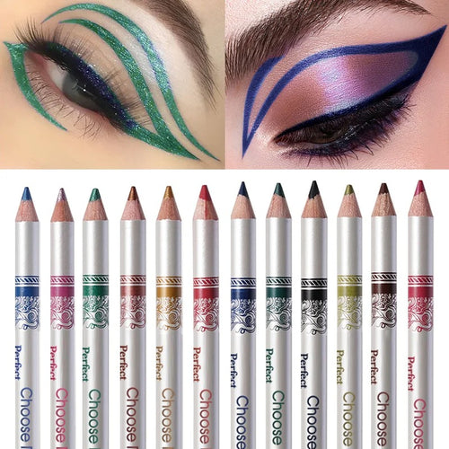 12 Color Eyeliner, Durable Smoked Punk Style Eyeliner, Waterproof, High Pigment, Pearl Luster Eye Shadow Stick
