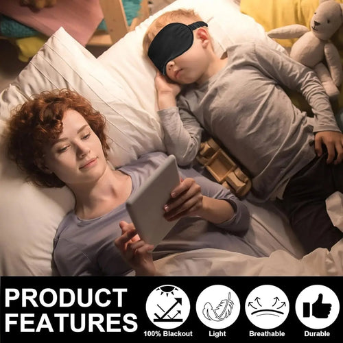 2-Pack Silk Sleep Mask - Elastic Blackout Eye Mask & Blindfold for Full Night'S Sleep, Light Blocking, Adjustable Strap