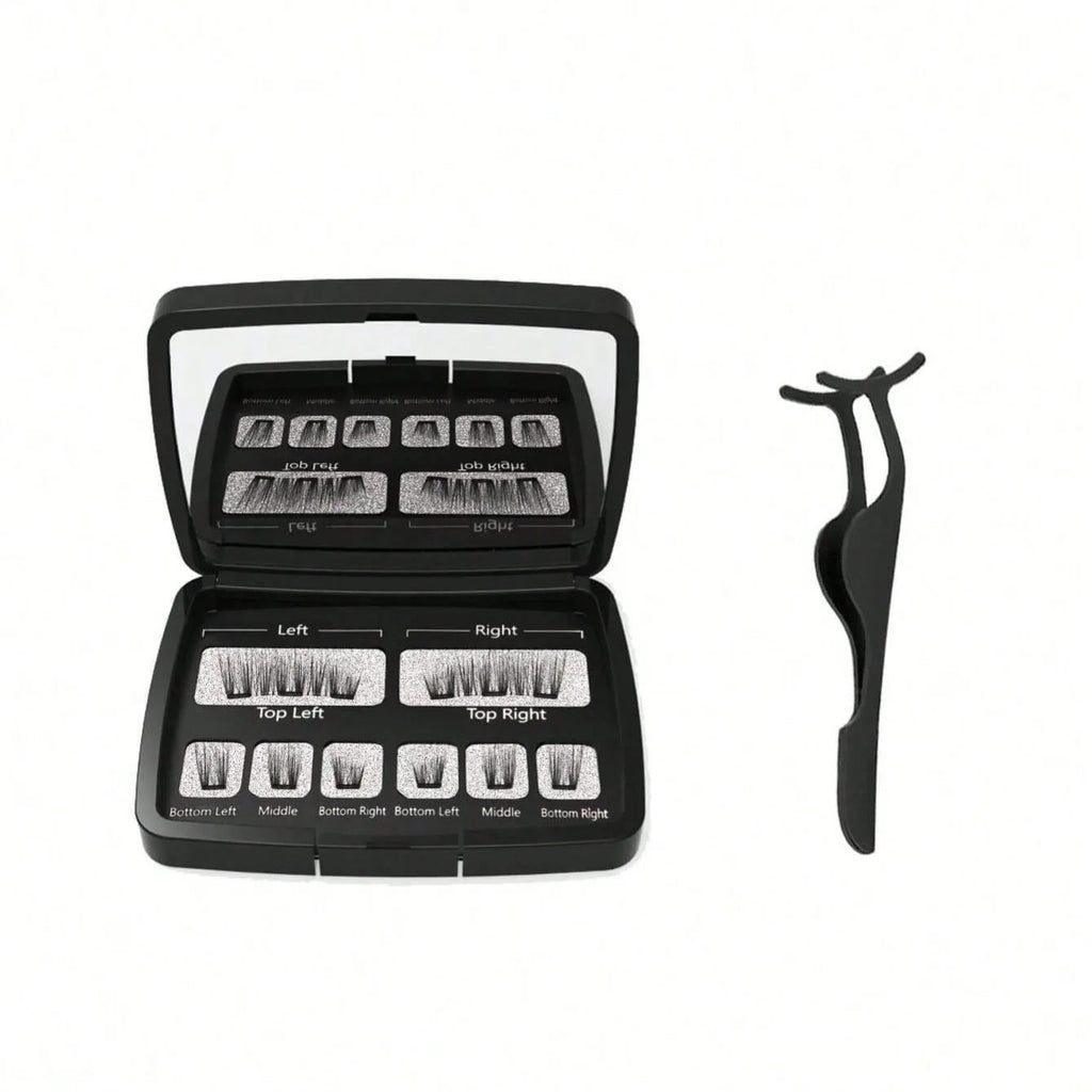 Magnetic Eyelashes Natural Look (No Eyeliner Needed) 3 Magnets Magnets Clusters Double Strips Clip On Easy Reusable (Very Natura